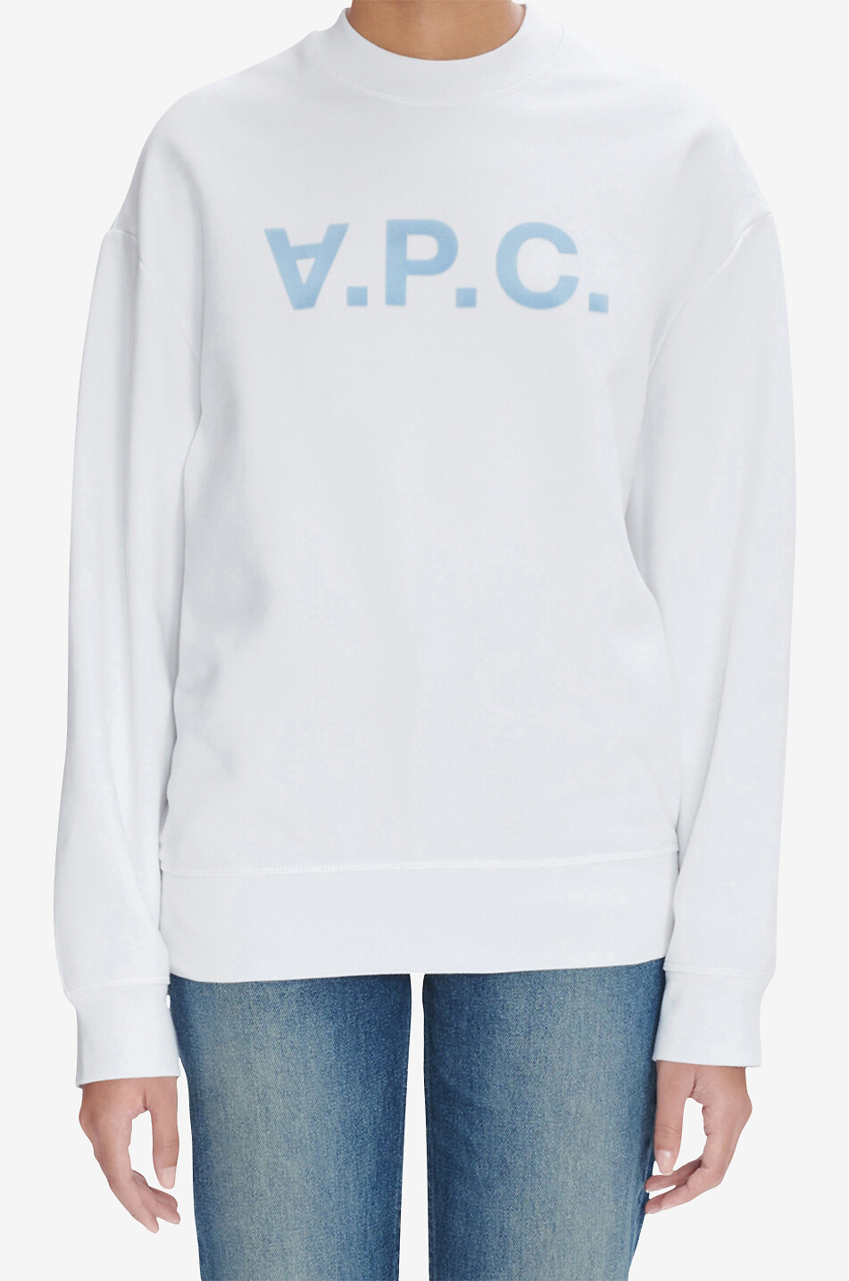 Grand VPC oversize flock-print adorned crewneck sweatshirt