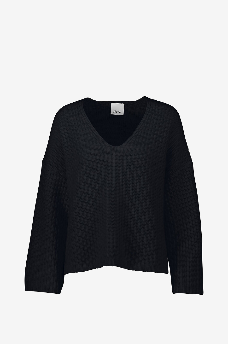 ALLUDE Gerippter Boxy-Pullover mit V-Ausschnitt aus Wolle und Kaschmir Damen DUNKELBLAU 1