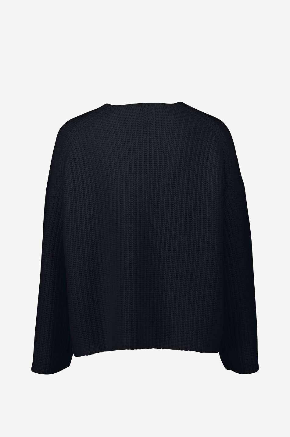 Pull côtelé boxy à col V en laine et cachemire