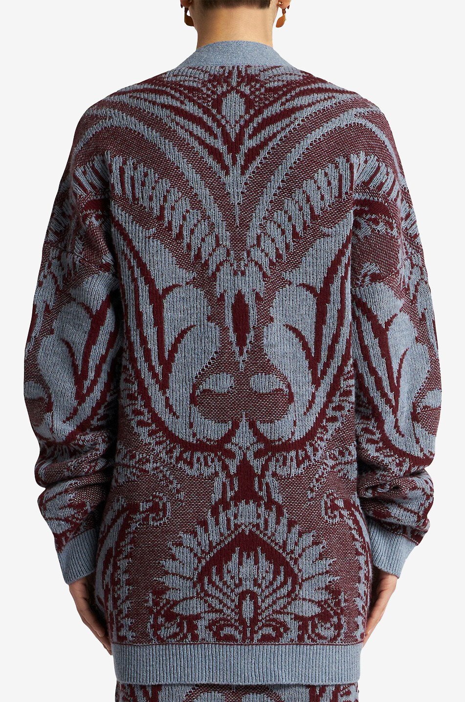 Geknöpfter Oversize-Jacquardcardigan mit Motiv Paisley