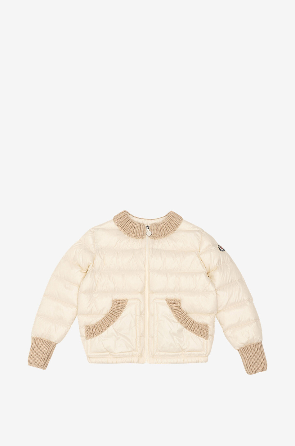 Mädchen-Daunenjacke aus lackiertem Nylon und Strick Arcelot