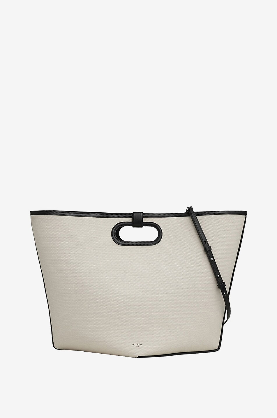 Folded Large cotton canvas and leather tote bag