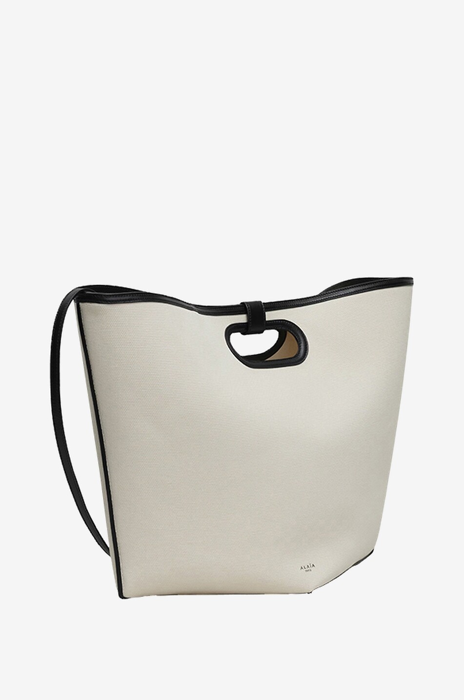 Shopper aus Baumwollcanvas und Leder Folded Large
