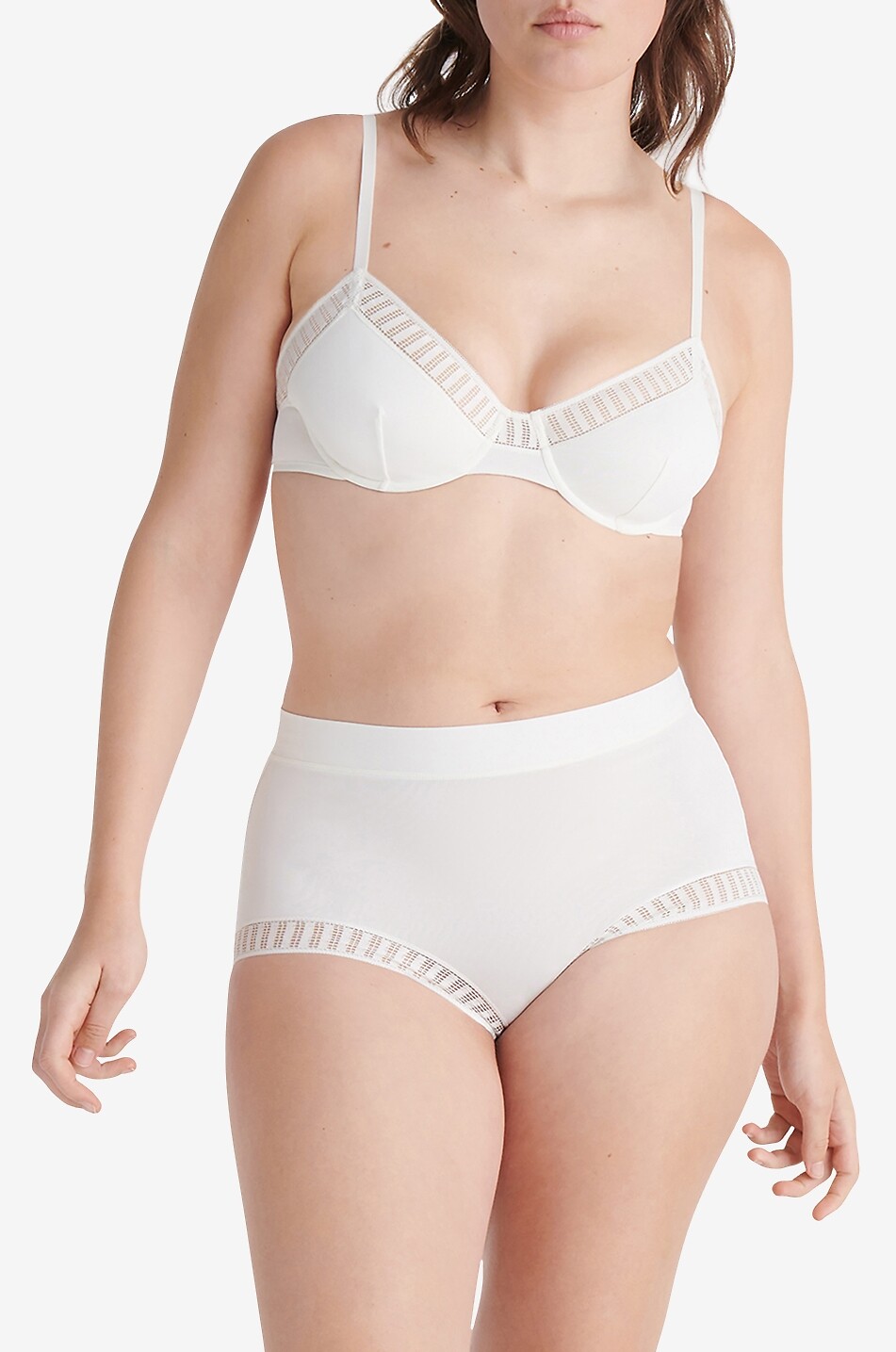 ERES Paulette Graphique jersey and lace bra Women EGGSHELL 2