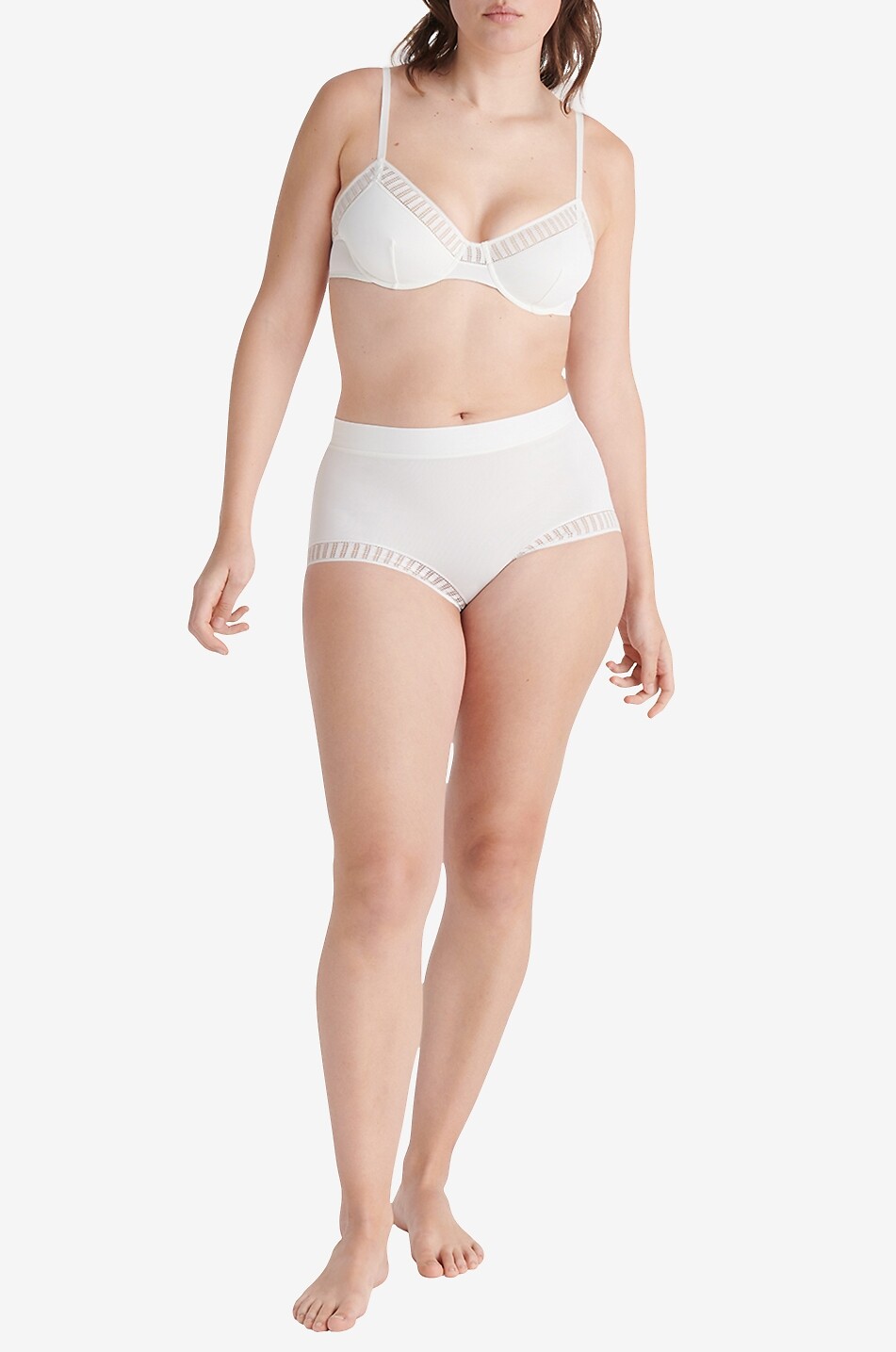 ERES Paulette Graphique jersey and lace bra Women EGGSHELL 4