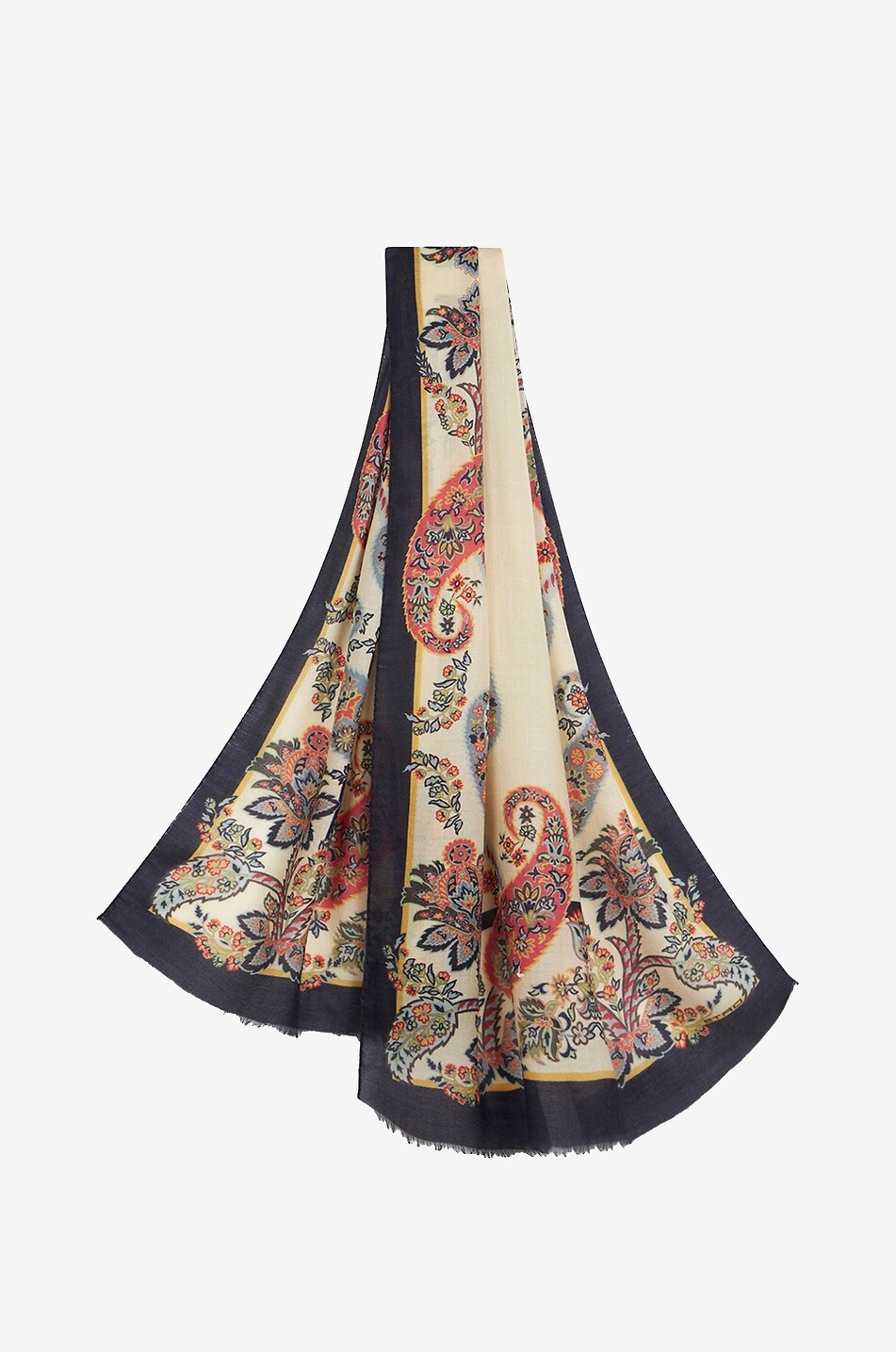 Webschal aus Wolle Kaschmir und Seide Paisley Florals