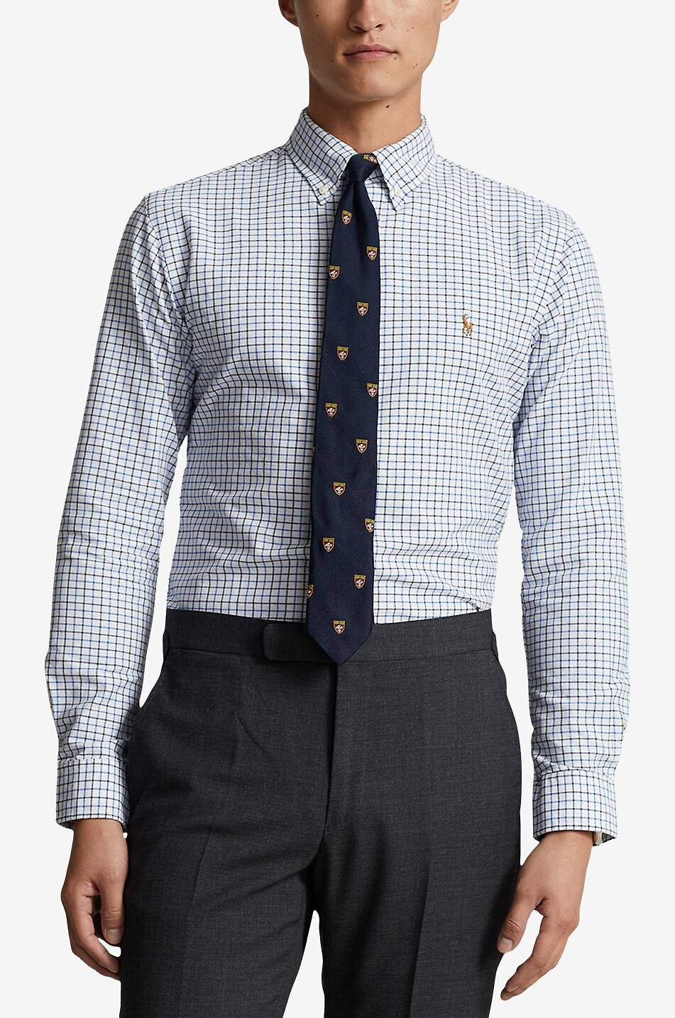POLO RALPH LAUREN Chemise oxford à carreaux Custom Fit Tattersall Homme BLEU FONCE 2