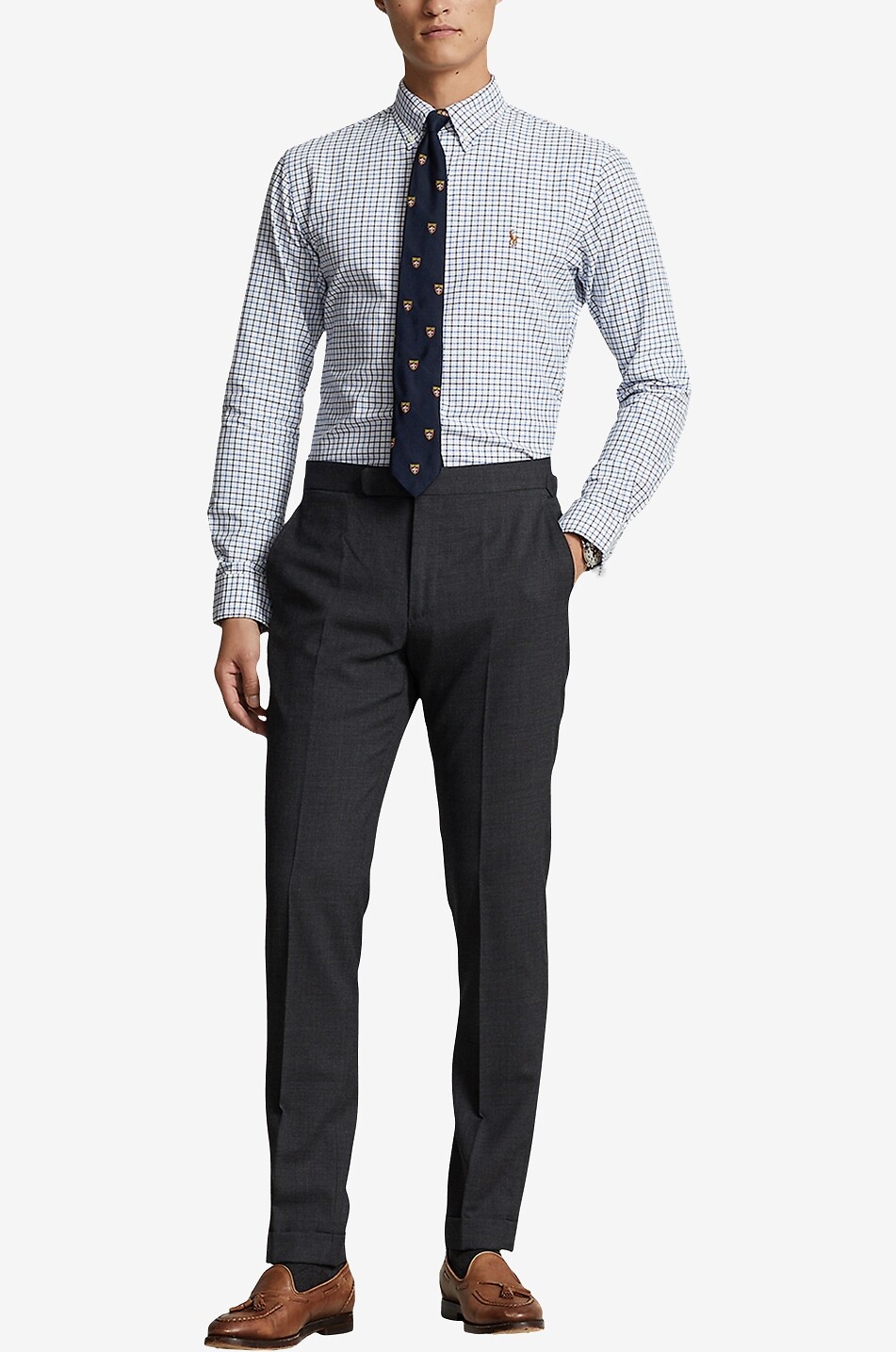 POLO RALPH LAUREN Chemise oxford à carreaux Custom Fit Tattersall Homme BLEU FONCE 4