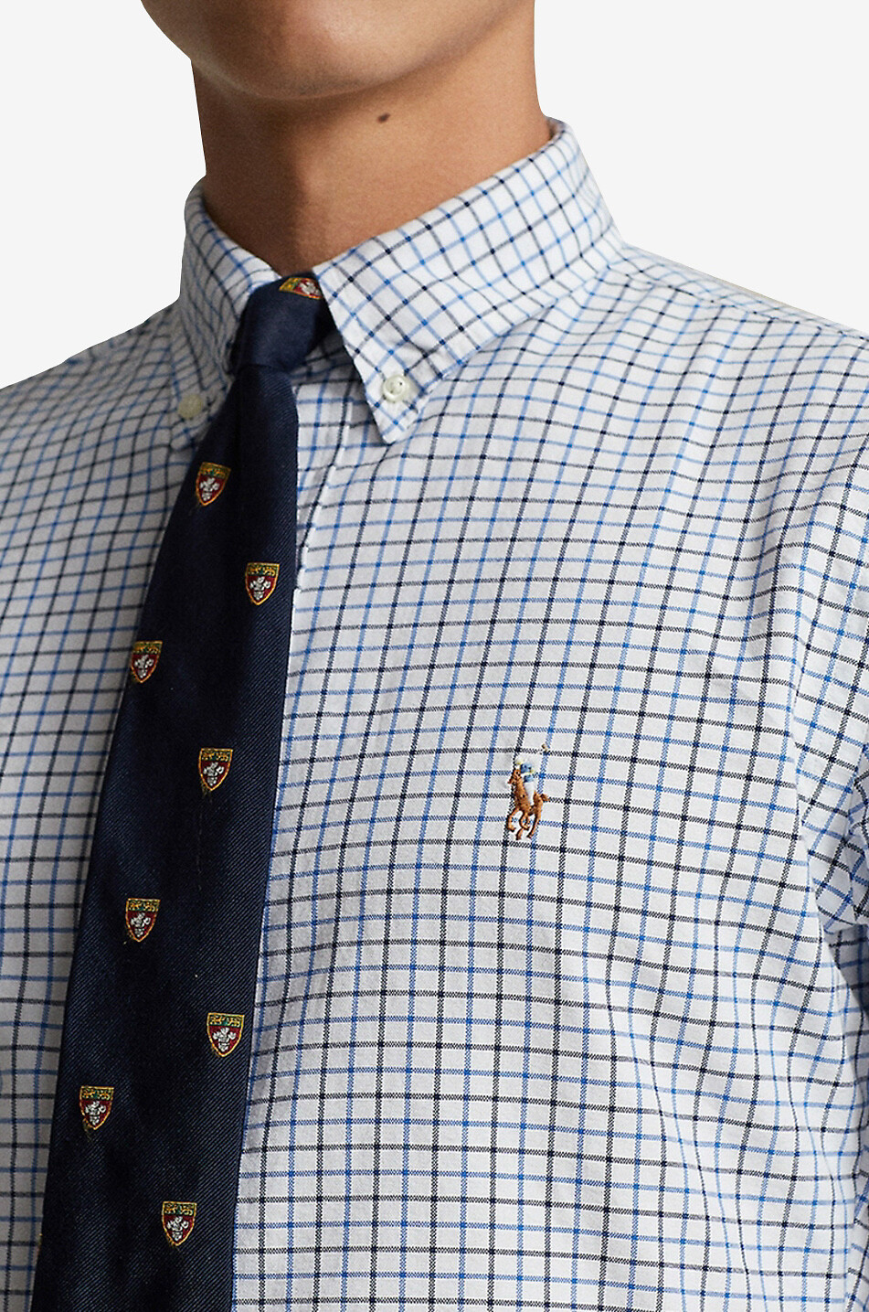 POLO RALPH LAUREN Chemise oxford à carreaux Custom Fit Tattersall Homme BLEU FONCE 5