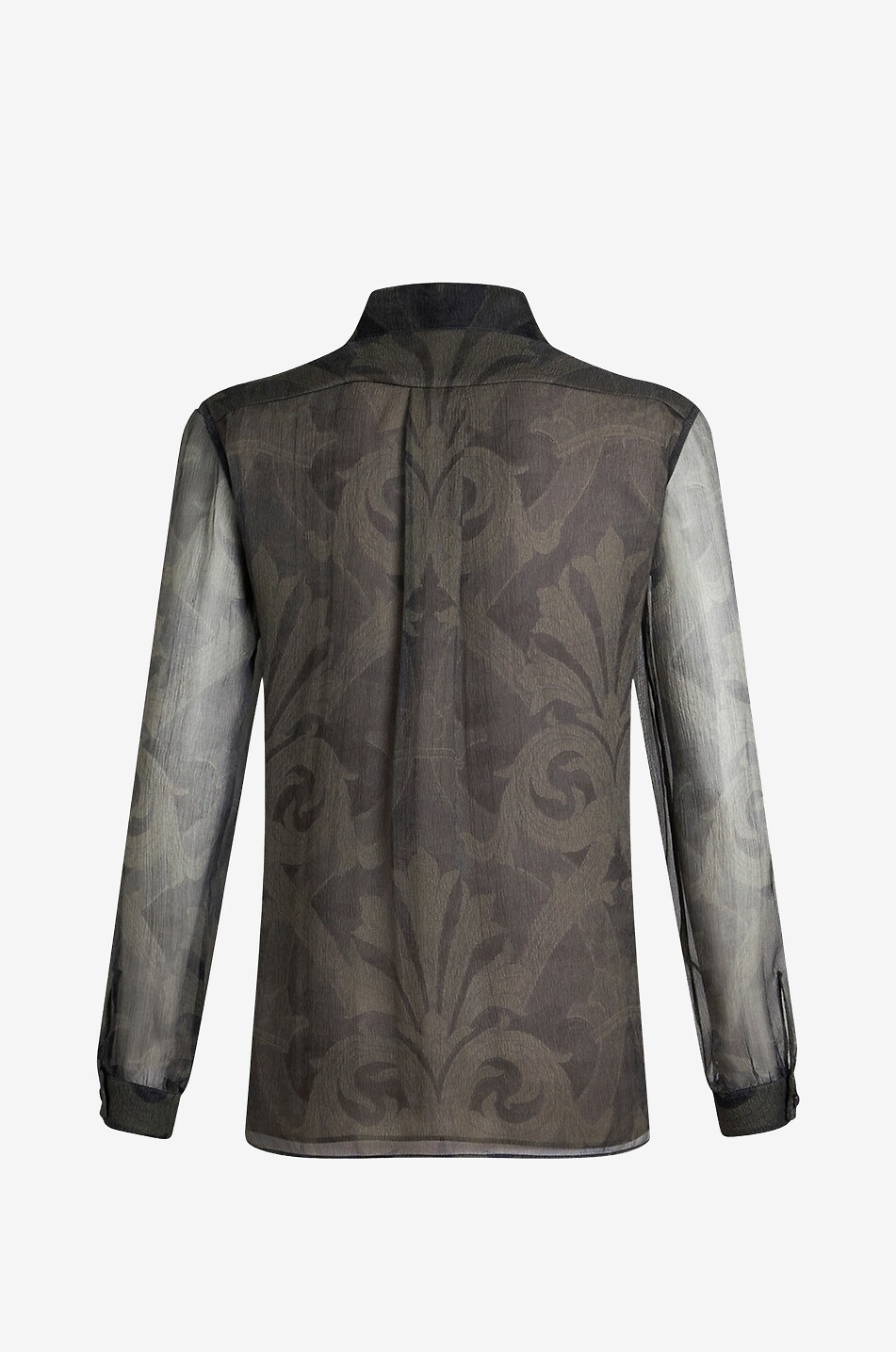 ETRO Arabesque printed silk crepon ruched shirt Women GREY 2