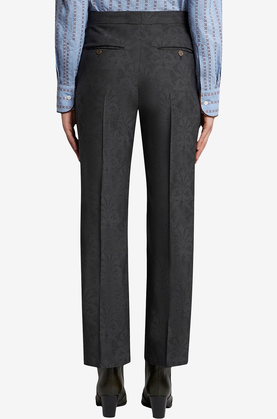 ETRO Verkürzte gerade Hose aus Woll-Jacquard mit Arabesken Damen GRAU 3