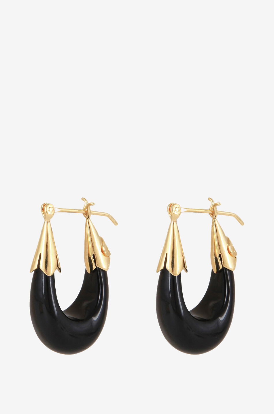 GAS BIJOUX Créoles en acétate et métal doré Ecume Small Femme NOIR 1