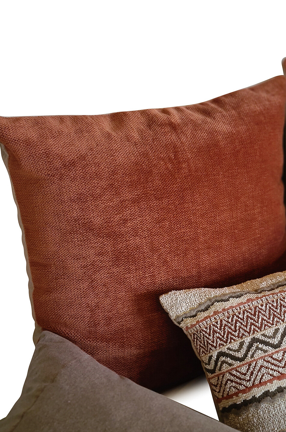 ANGEL DES MONTAGNES Coussin carré en lin et velours Monthey Maison ROUGE MOYEN 3