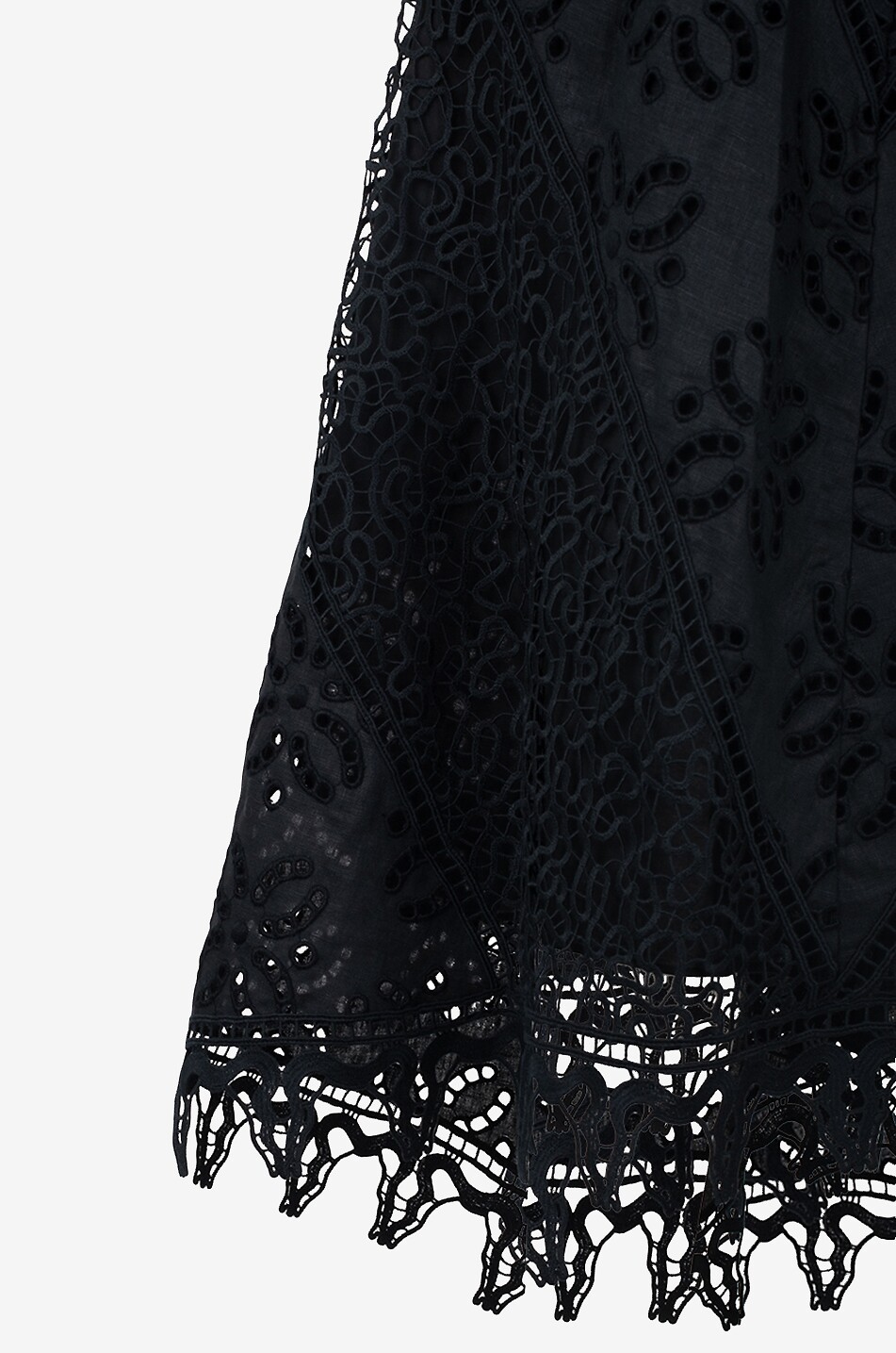 ULLA JOHNSON Jupe longue en lin à broderies anglaises Solara Femme NOIR 3