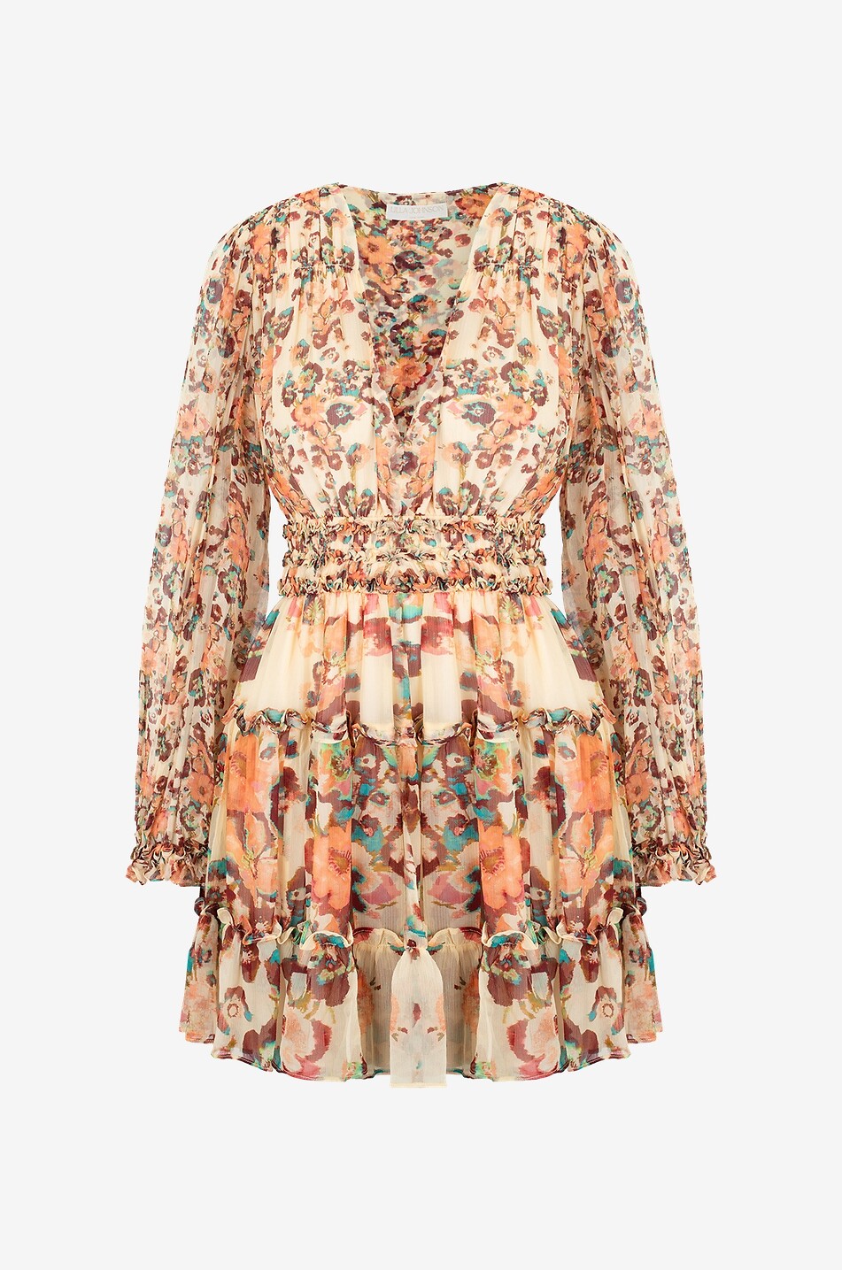 Robe courte en soie à manches longues Lya