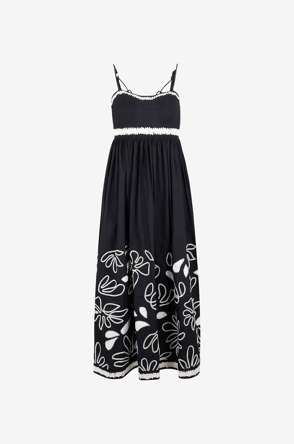 ULLA JOHNSON Hollis cotton strap midi dress Women BLACK 1