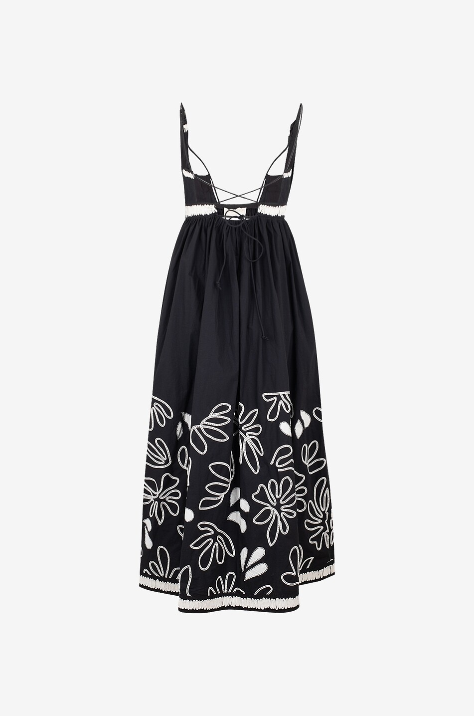 ULLA JOHNSON Hollis cotton strap midi dress Women BLACK 2