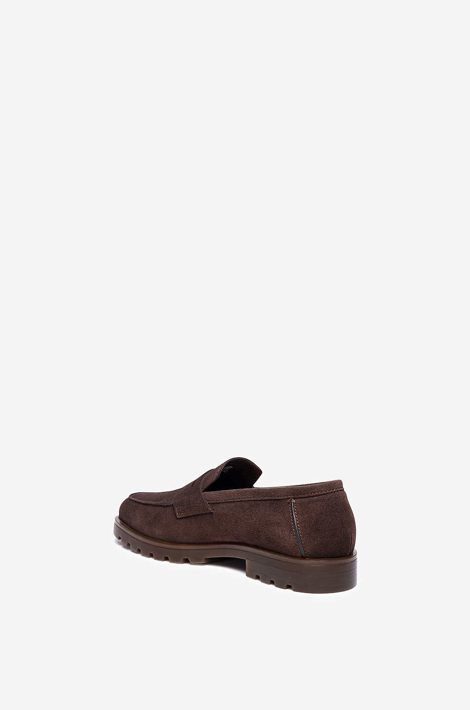 SANTONI Warm Penny loafers in suede with lug soles Men DARK BROWN 7