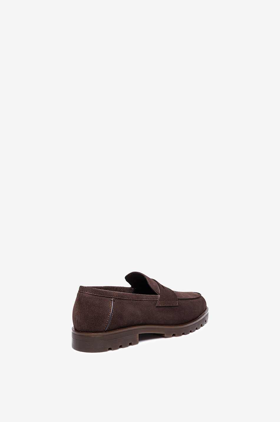 SANTONI Warm Penny loafers in suede with lug soles Men DARK BROWN 9