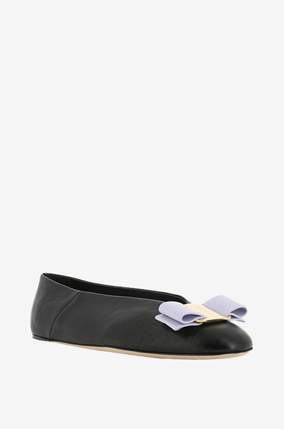 SALVATORE FERRAGAMO Vanna bow-adorned grained leather ballet flats Women BLACK 1