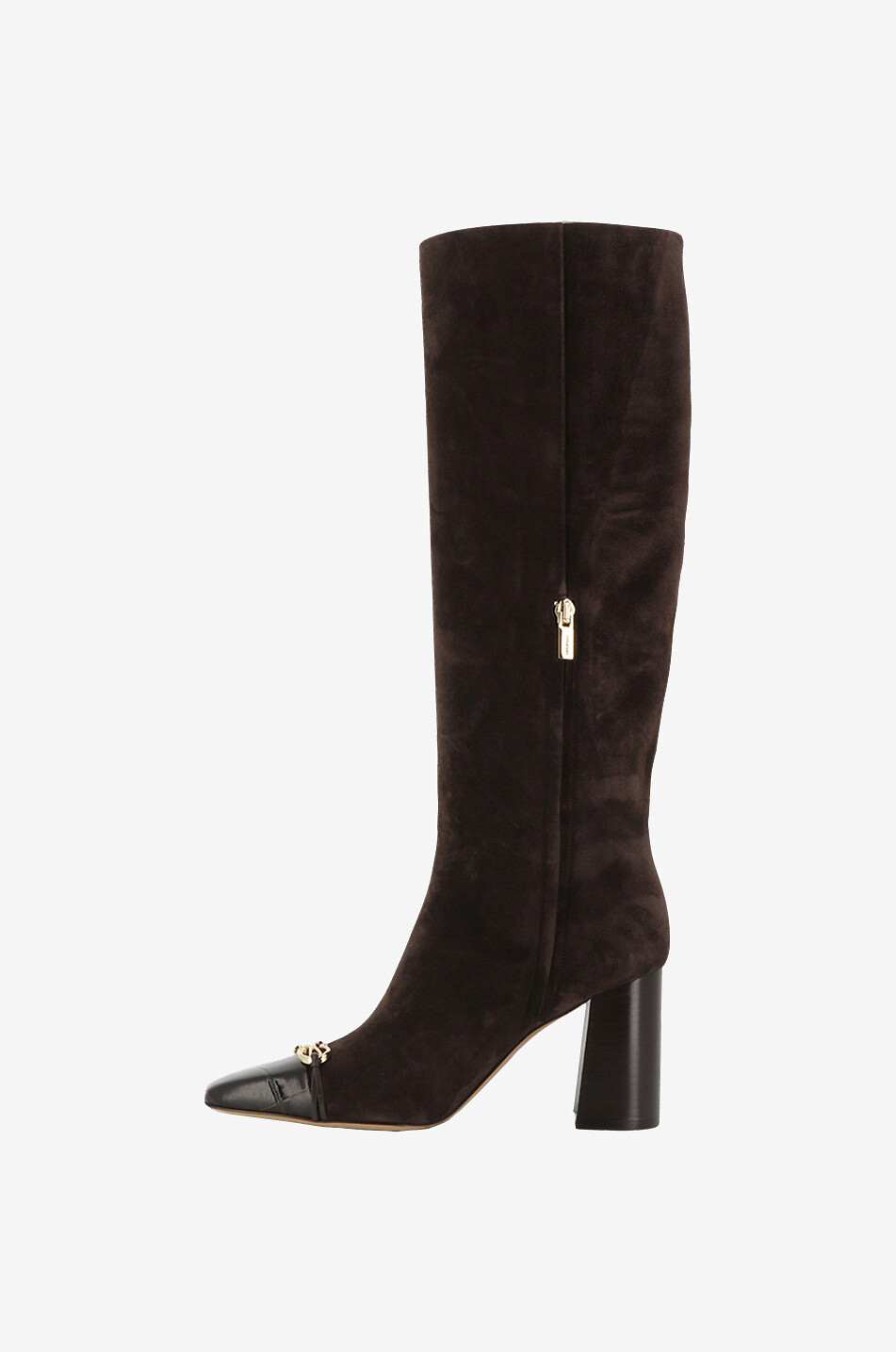 Bottes à talon en daim et cuir effet croco Sibilla 85