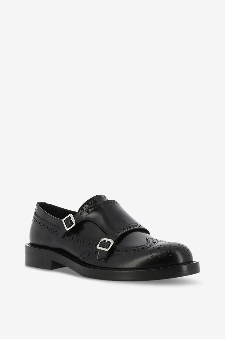 Parker brushed perforated monkstrap shoes