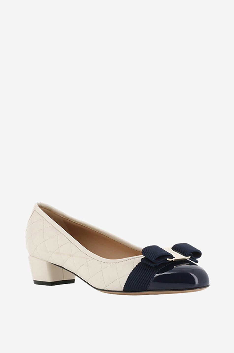 SALVATORE FERRAGAMO Vara 30 quilted nappa and patent leather pumps Women DARK BLUE 1