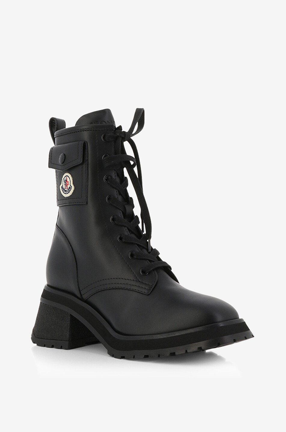 MONCLER Gigi Pocket smooth leather lace-up ankle boots Women BLACK 1