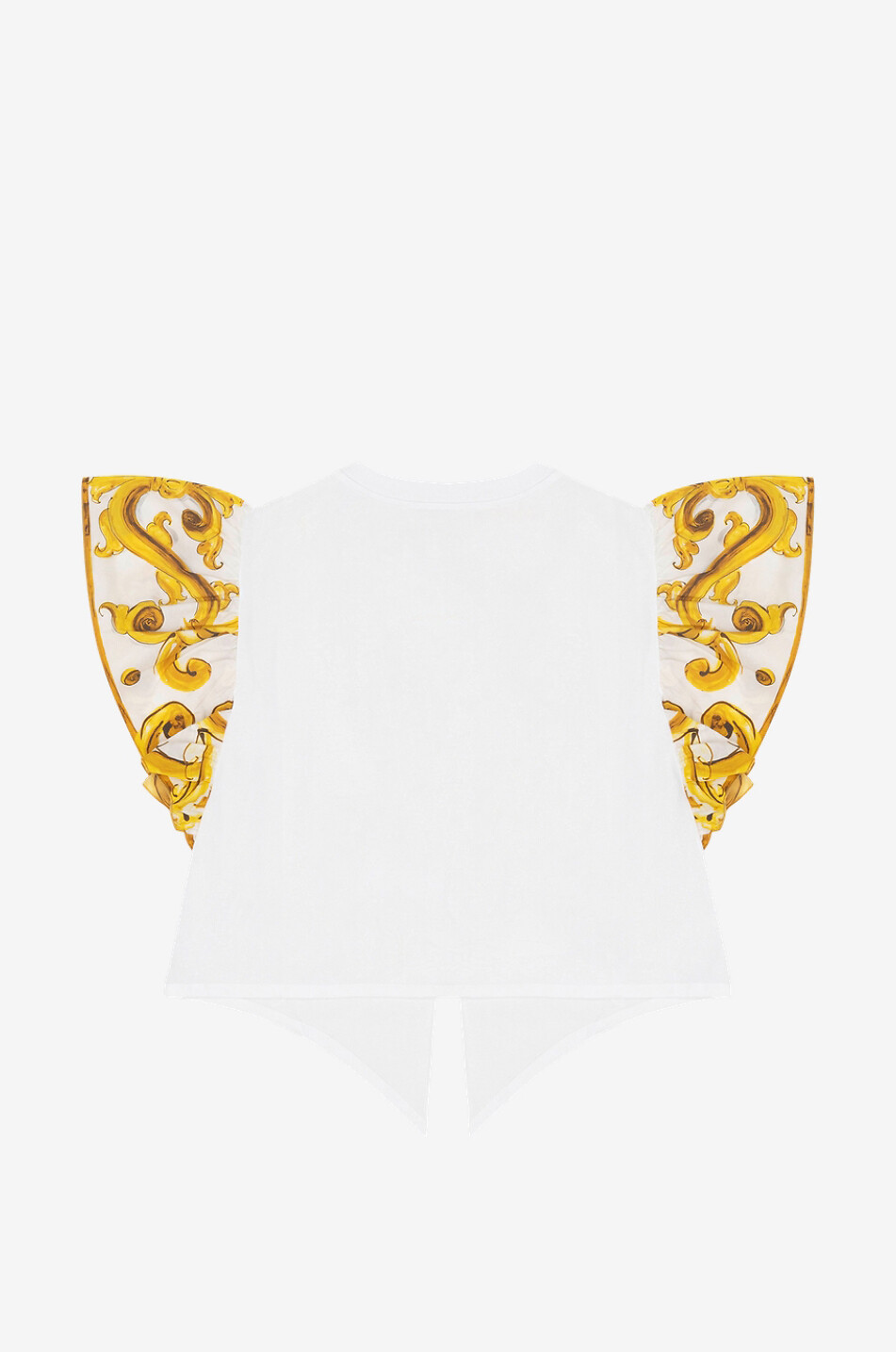 DOLCE & GABBANA Majolica self-tie bi-material girl's T-shirt Girl MULTI COLOURED 2