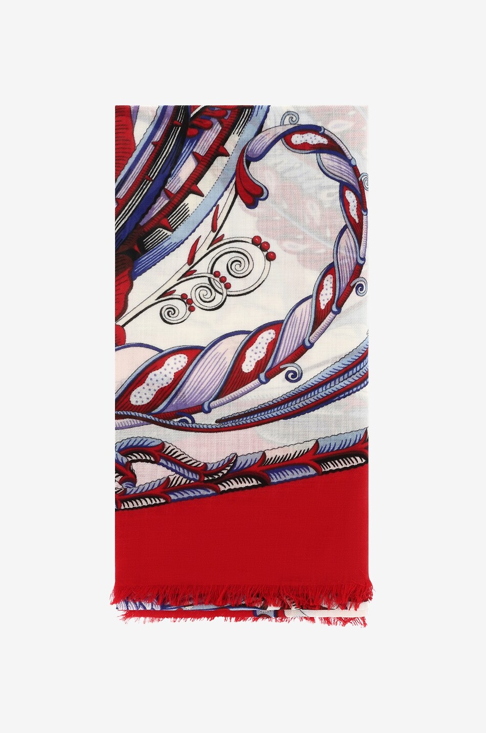 SALVATORE FERRAGAMO Grosses Web-Tuch aus Kaschmir mit Fischprint Summer Damen ROT 1