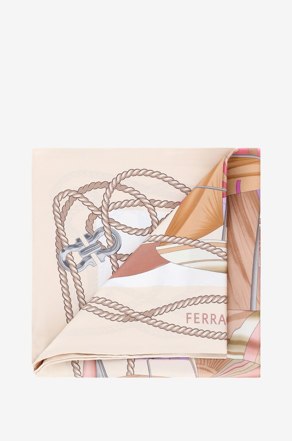 SALVATORE FERRAGAMO Foulard carré en sergé de soie Vele Femme ROSE 2