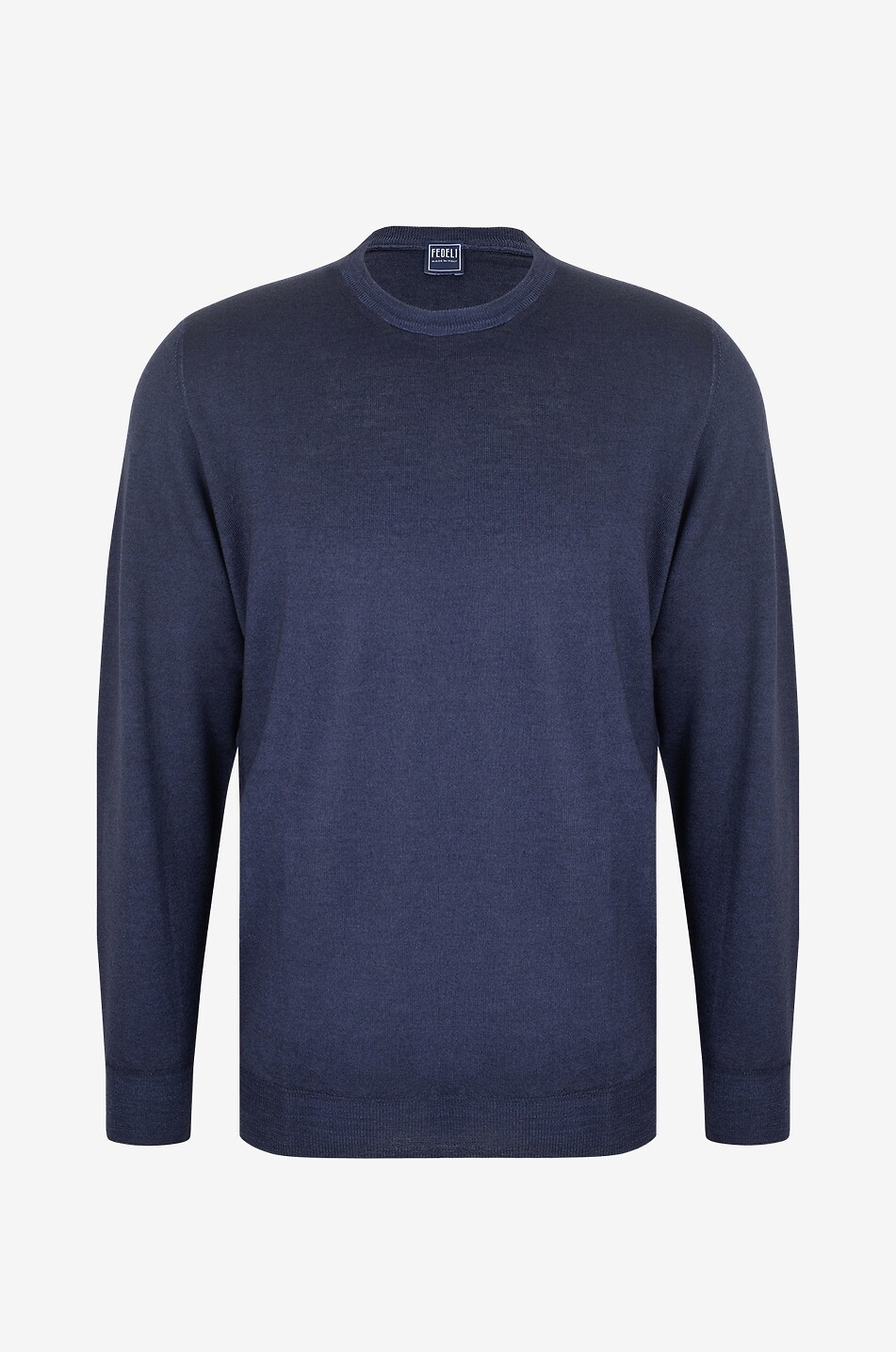FEDELI Light Fast merino wool crewneck jumper Men MEDIUM BLUE 1