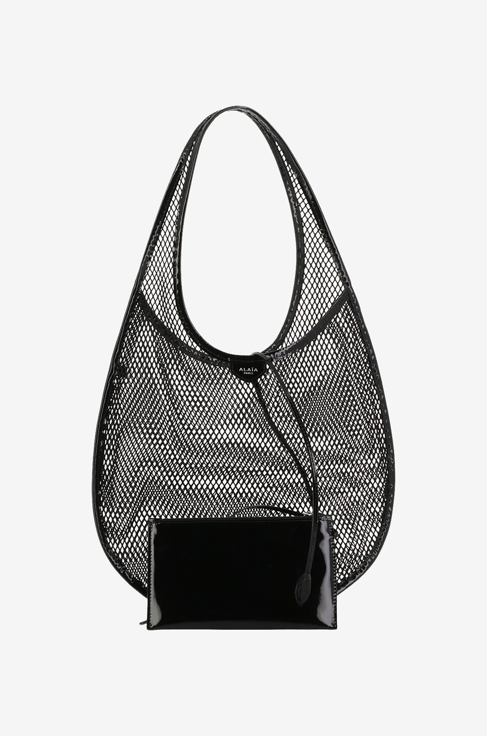 ALAÏA Hobo-Tasche aus Netzstoff und Lackleder One Piece Medium Damen SCHWARZ 1