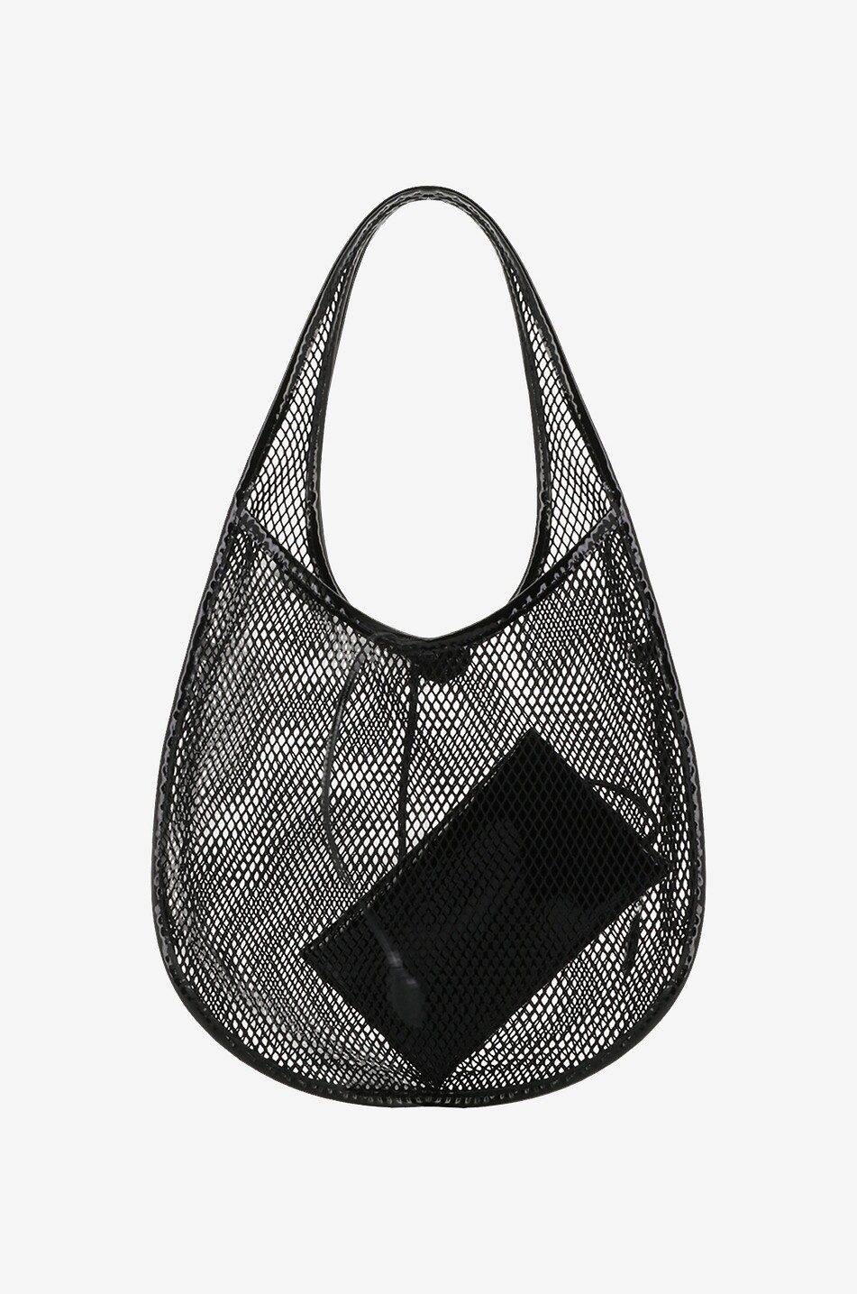 ALAÏA Hobo-Tasche aus Netzstoff und Lackleder One Piece Medium Damen SCHWARZ 3