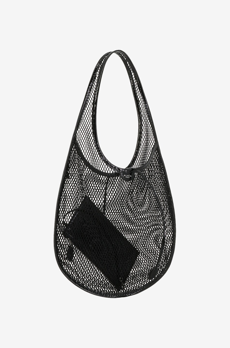 ALAÏA Hobo-Tasche aus Netzstoff und Lackleder One Piece Medium Damen SCHWARZ 2