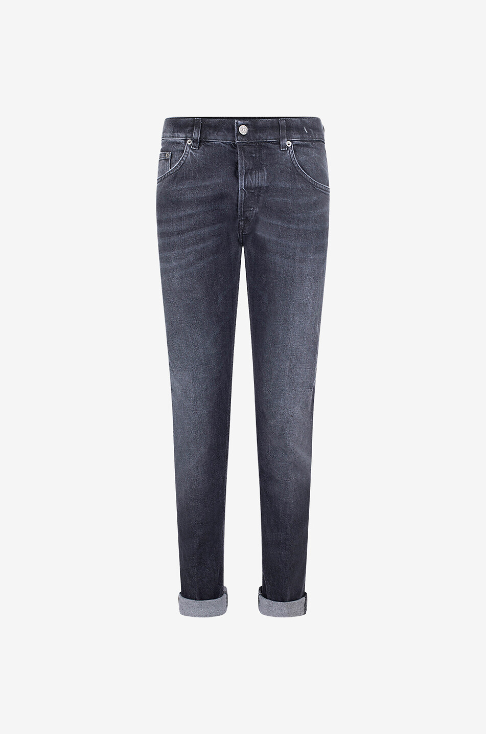 DONDUP Jean droit délavé en coton Icon Homme NOIR 1