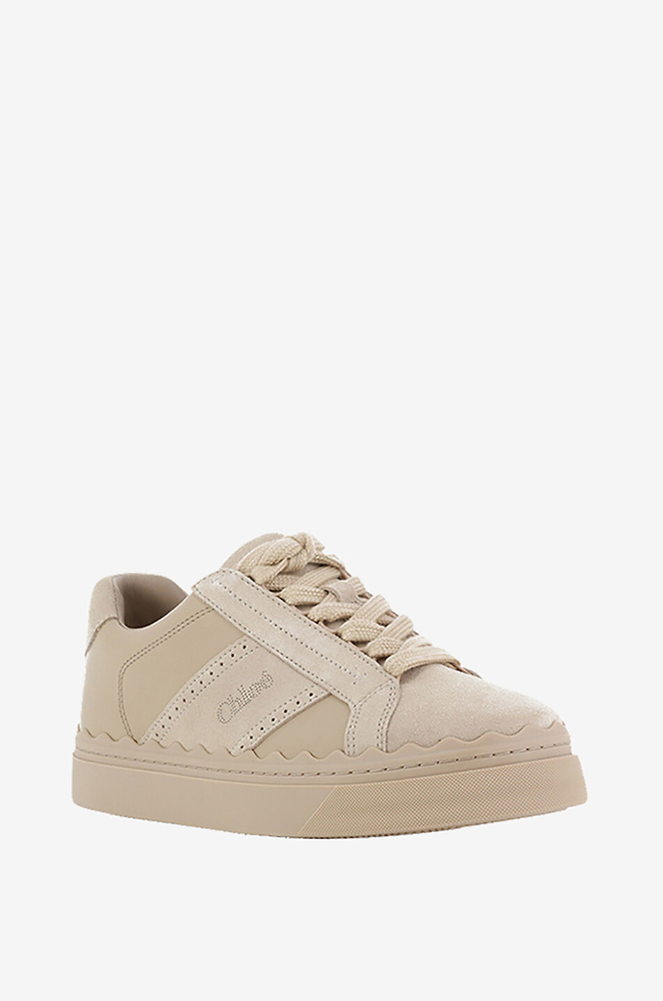 CHLOE Niedrige Materialmix-Schnürsneakers Lauren Damen Hellbeige 1