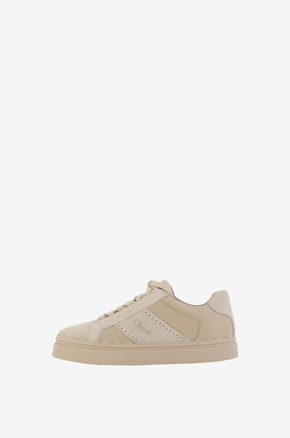 CHLOE Niedrige Materialmix-Schnürsneakers Lauren Damen Hellbeige 3