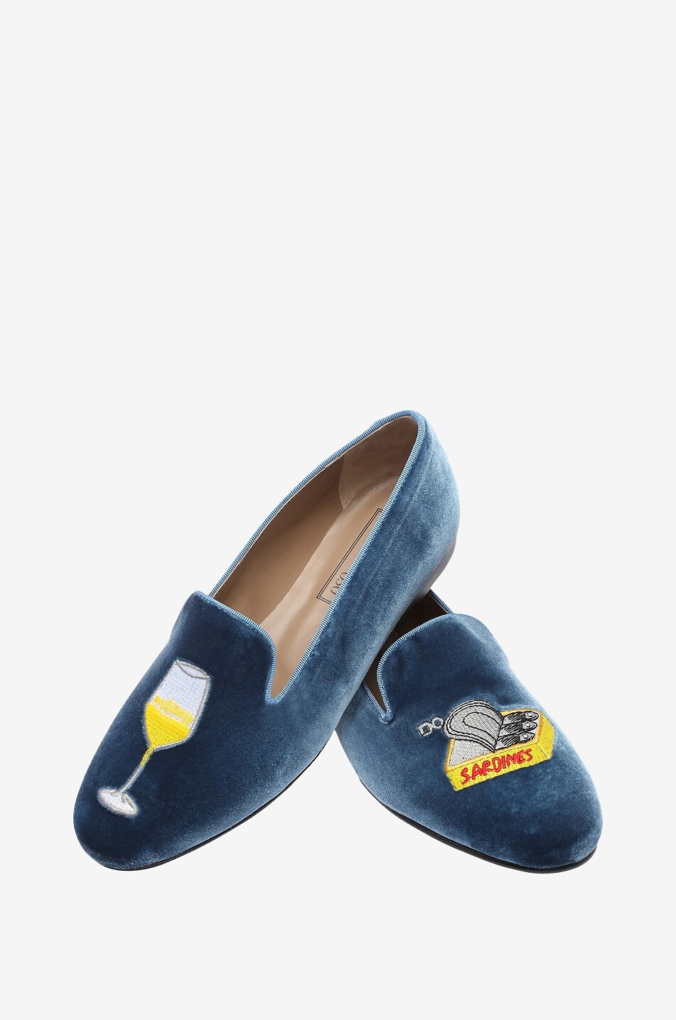 Mocassins en velours brodé The Sardines Slippers