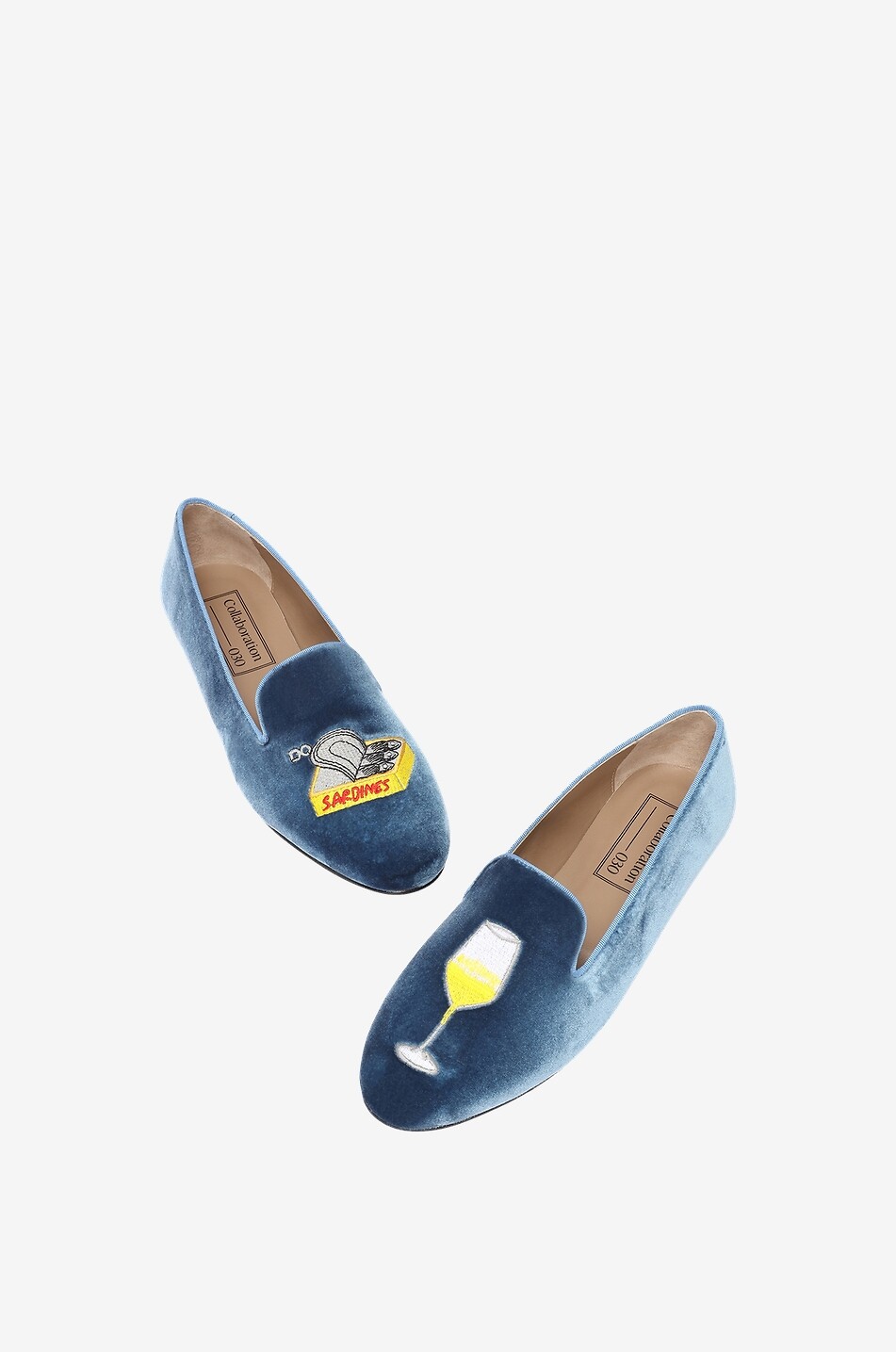Mocassins en velours brodé The Sardines Slippers