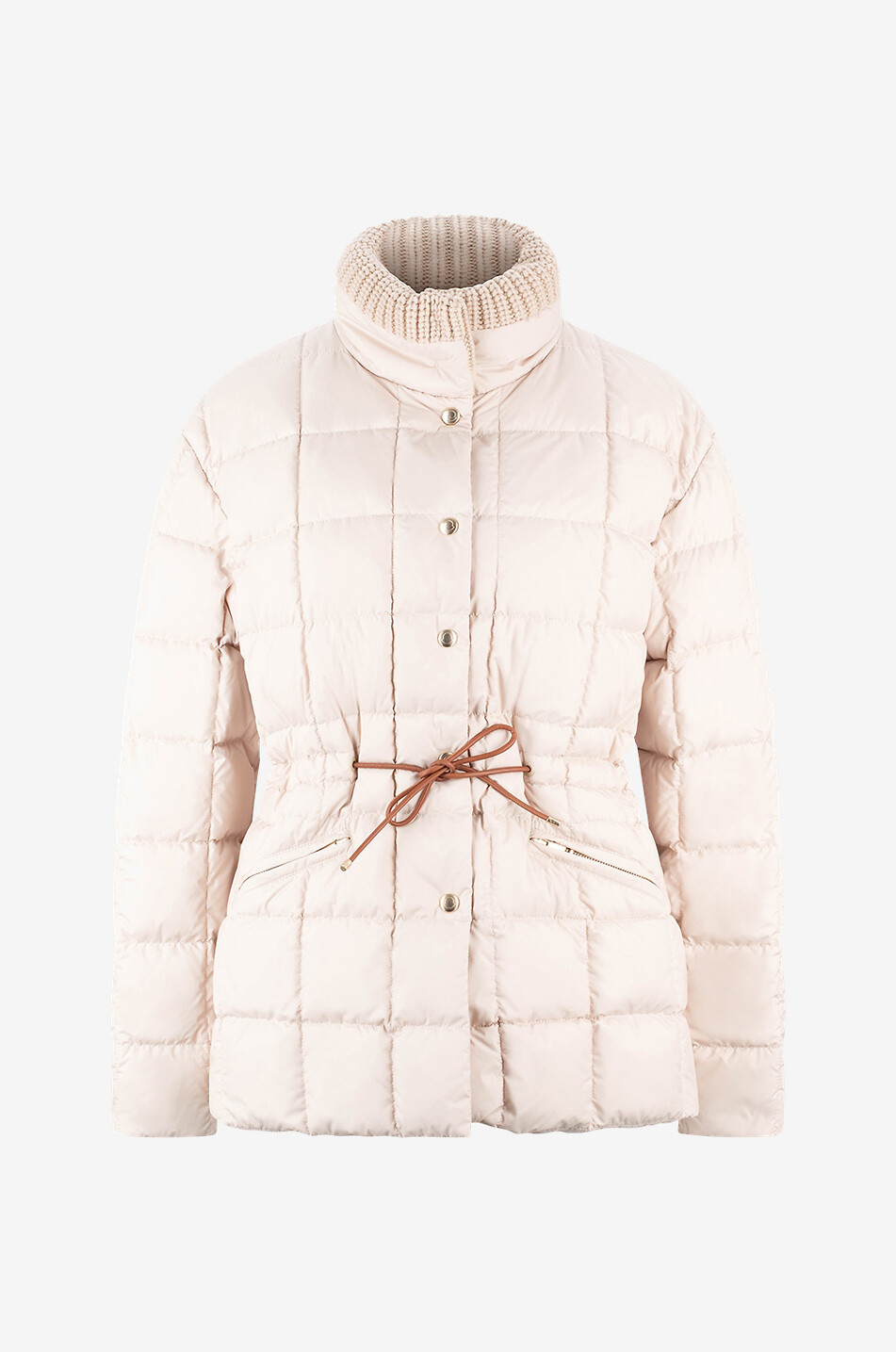 Antigone nylon and knit short down jacket