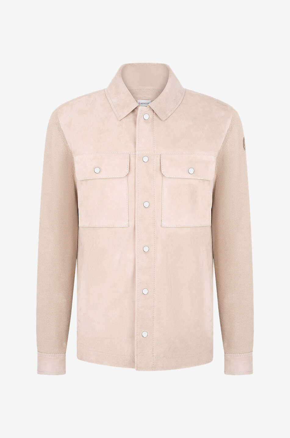 Knit and suede overshirt