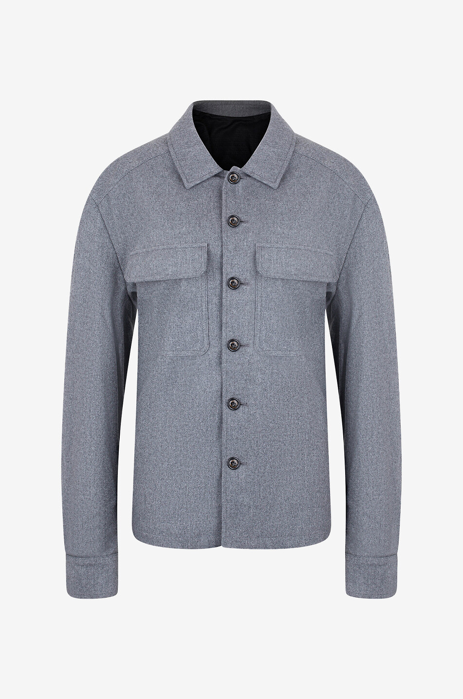 Veste chemise en cachemire mélangé à patch logo en cuir