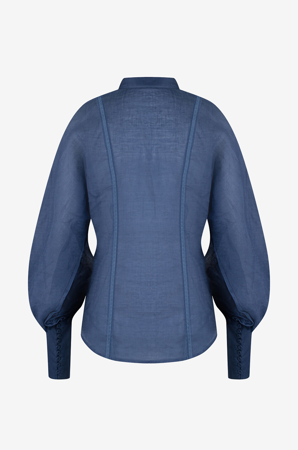 ANDRES OTALORA Blouse en lin et dentelle Rocas del Mar Femme BLEU FONCE 2