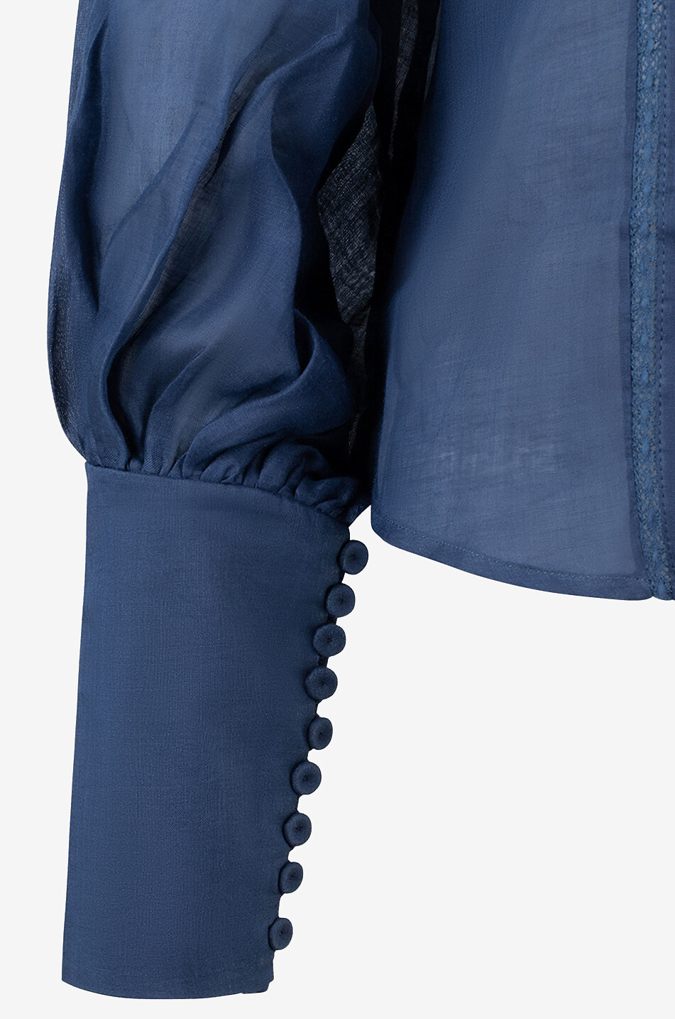 ANDRES OTALORA Blouse en lin et dentelle Rocas del Mar Femme BLEU FONCE 5