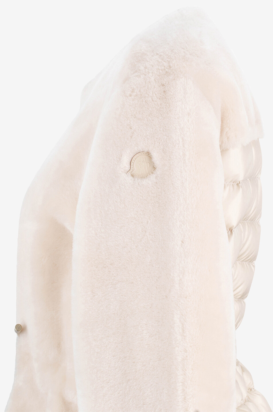 Ballue short shearling down jacket - MONCLER - EGGSHELL