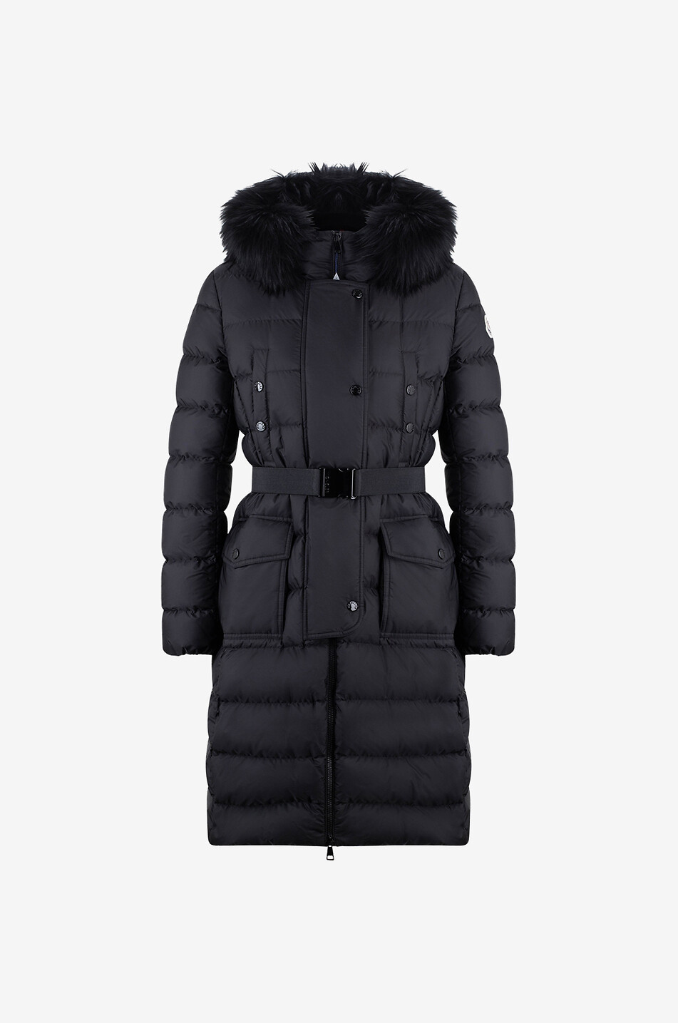 Doudoune longue avec ceinture et peau lainée Khloe