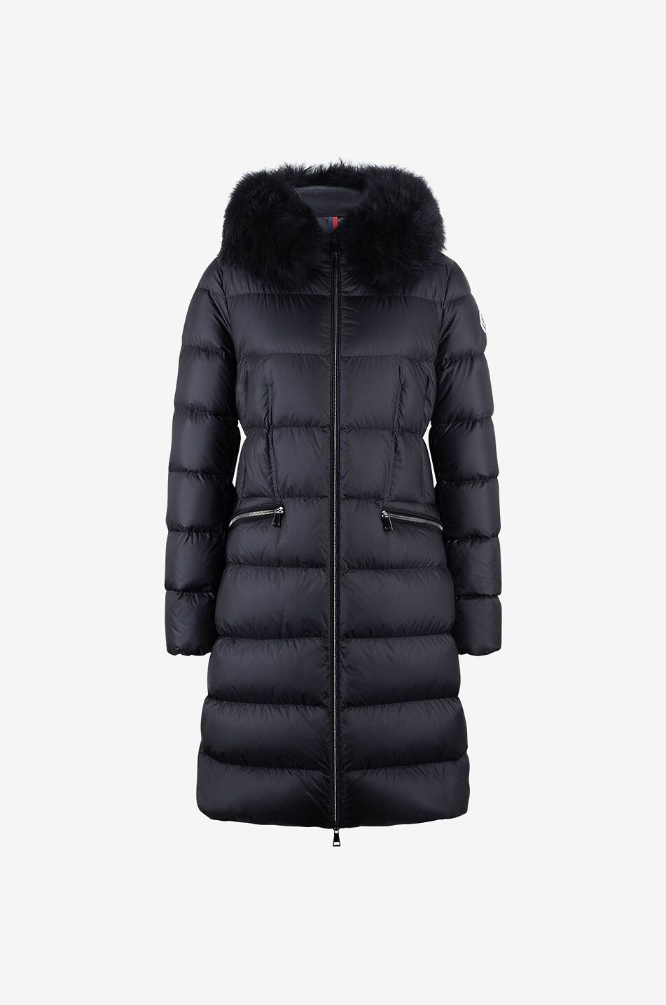 Boedic long cinched down jacket with shearling