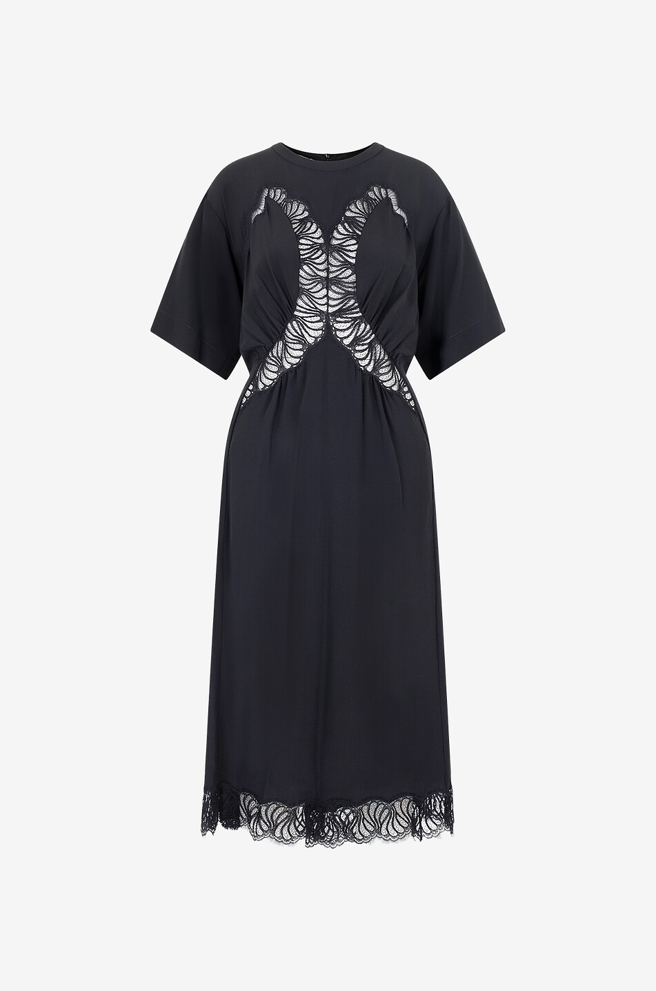 Robe midi en soie et dentelle