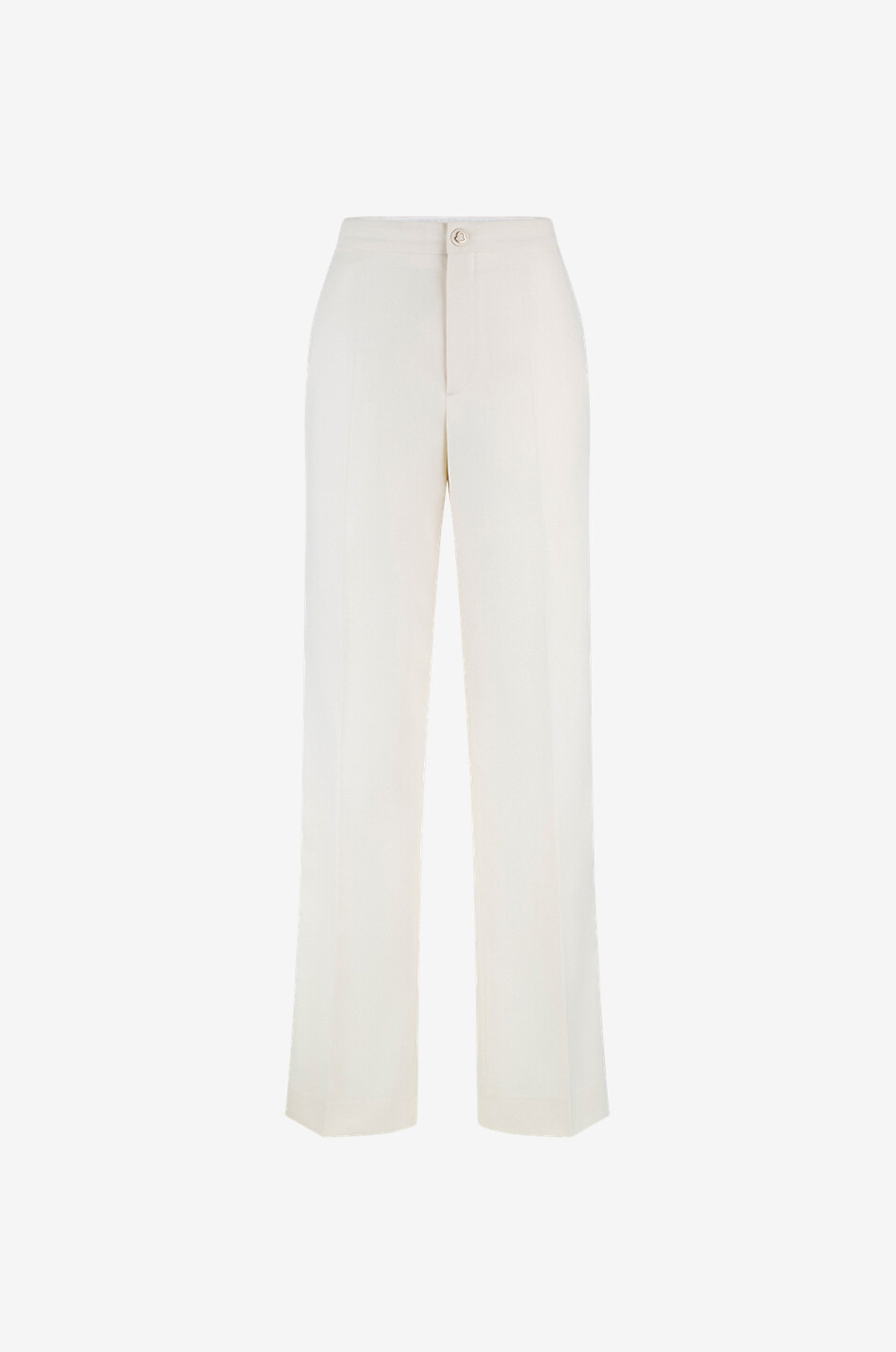 Pantalon large taille haute en gabardine de laine